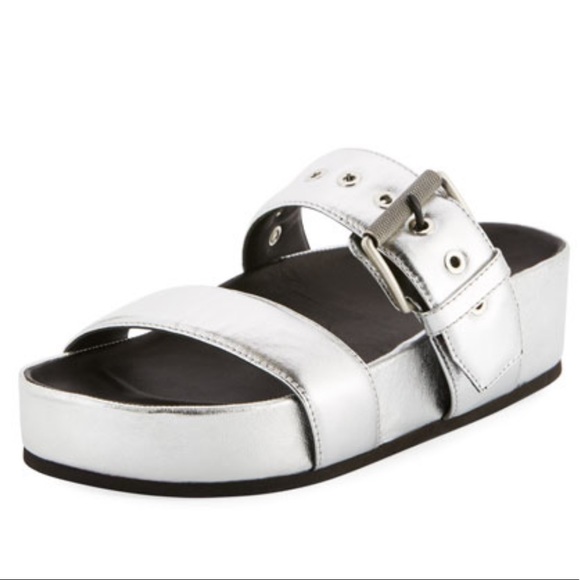 rag & bone Shoes - Rag & Bone Evin Leather Silver Metallic Platform Sandals